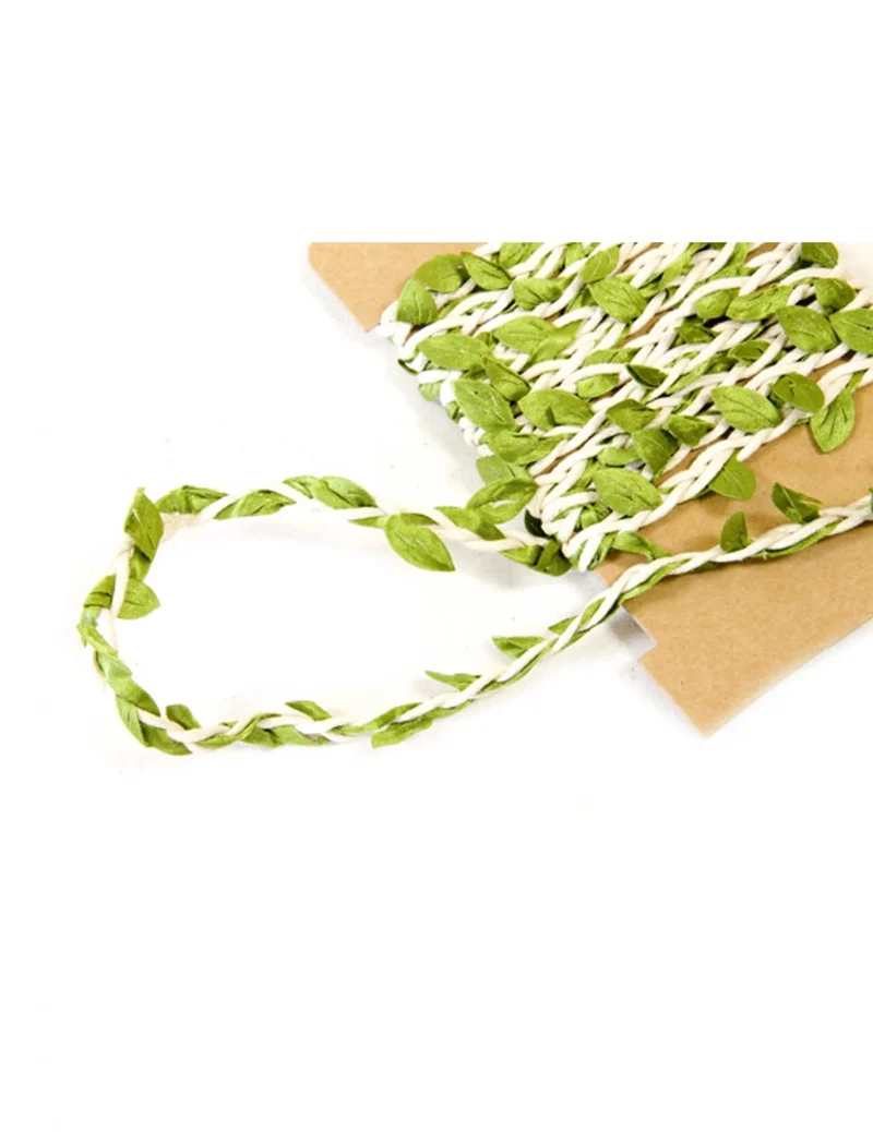 Blattband Elfenbein und Grün 8 mm x 2 m Landhochzeit