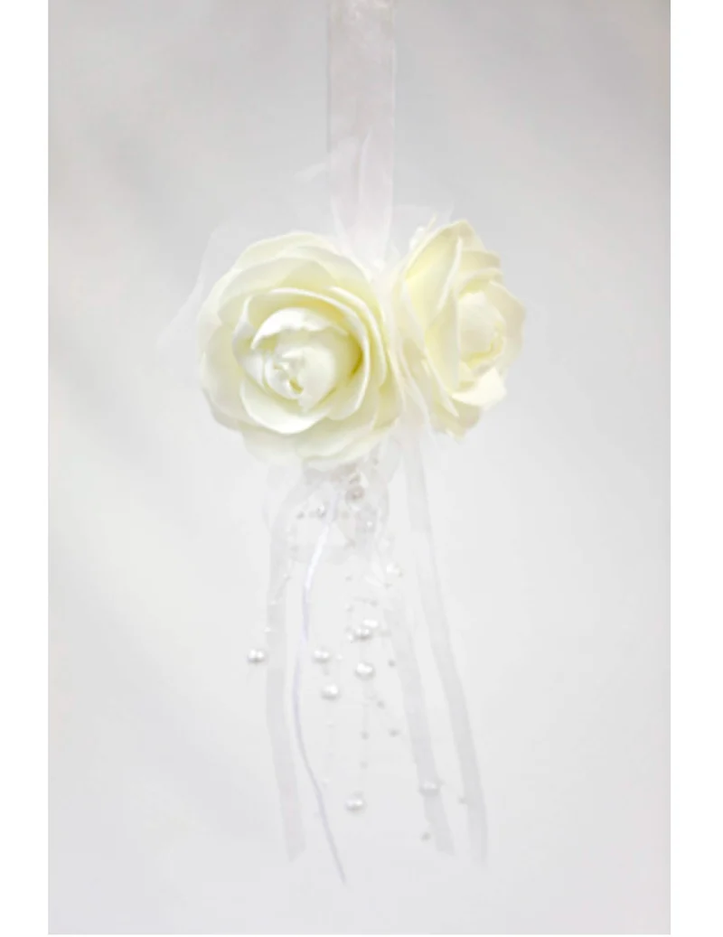 Weiße Rosenkugel Hängedekoration mit Perlen 44 x 11 cm für Hochzeit
