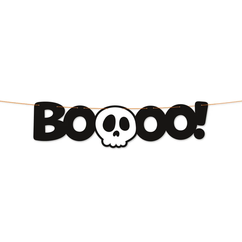 Halloween Buchstabengirlande Weiß Schwarz Boo 2m