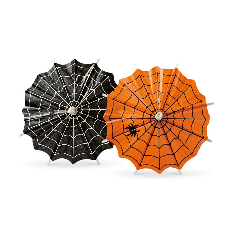 Halloween Sonnenschirm Picks Schwarz Orange 8Stück
