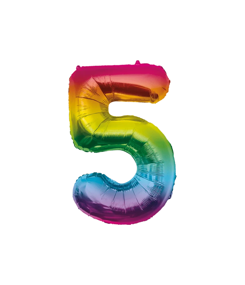 5 Jahre Helium Ballon Regenbogen Leer 86cm