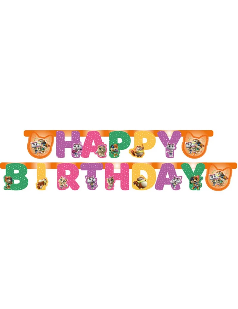 44 Cats™-Deko-Girlande für einen Kindergeburtstag bunt 2m