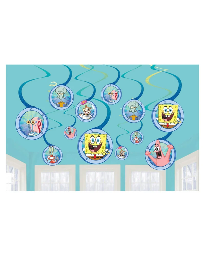Spongebob Schwammkopf™-Hängedekoration für Kindergeburtstage 12 Stück bunt