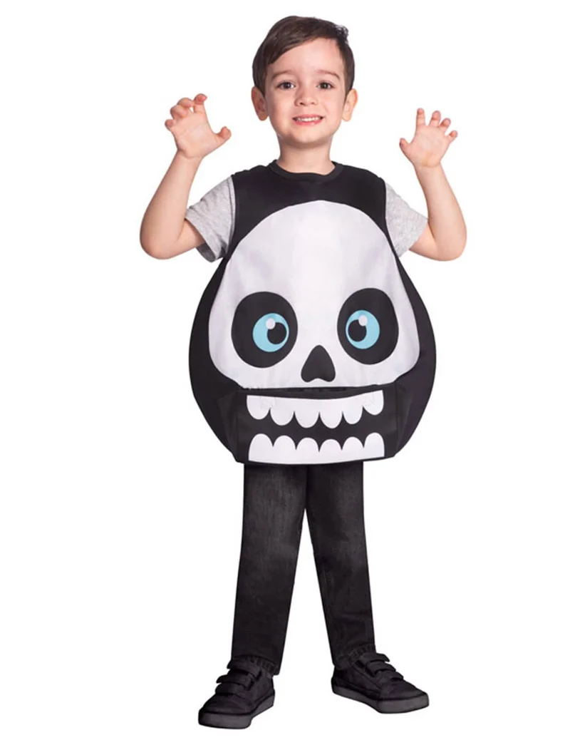 Lustiges Skelett-Kostüm für Kinder Halloween-Verkleidung schwarz-weiss