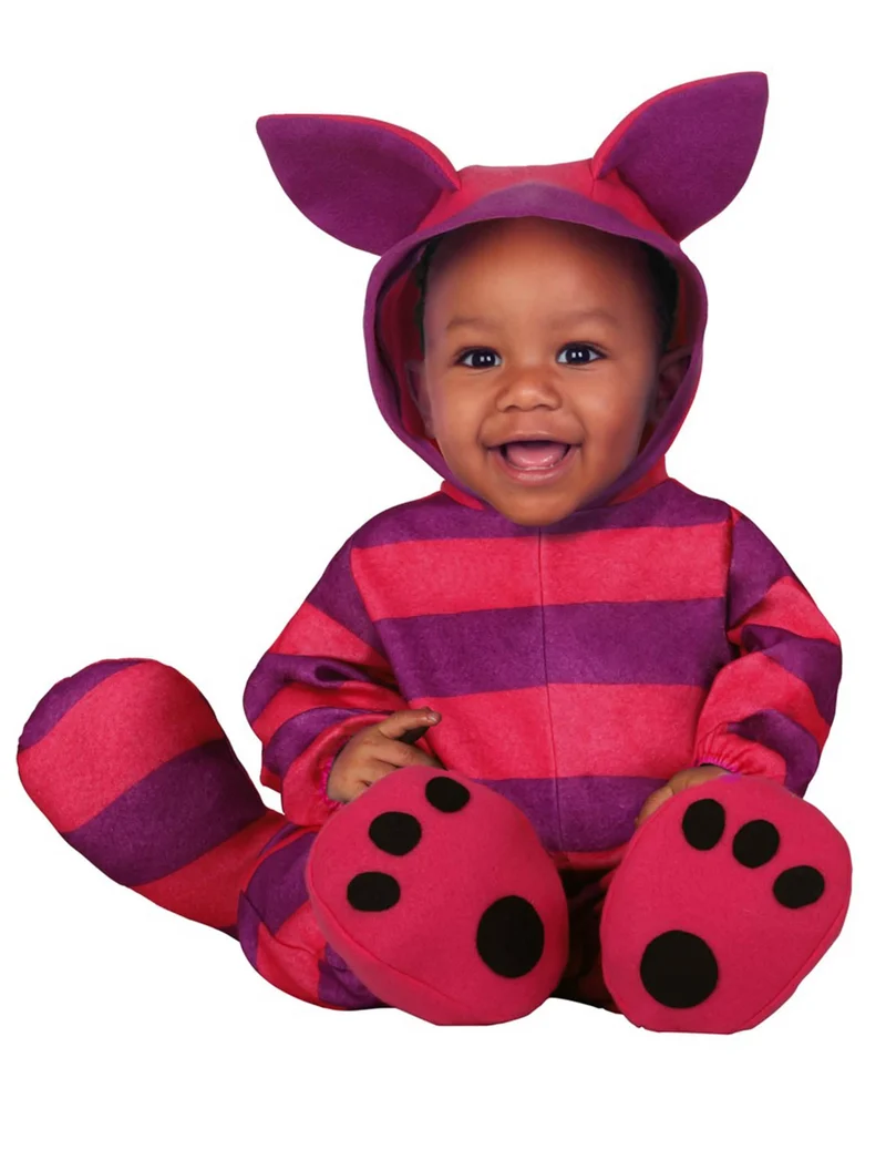 Gestreifte Katze Babykostüm für Kleinkinder Kostüm-Overall lila-pink