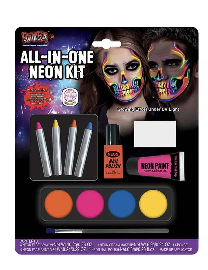 Neonfarbenes mehrfarbiges Make up Set