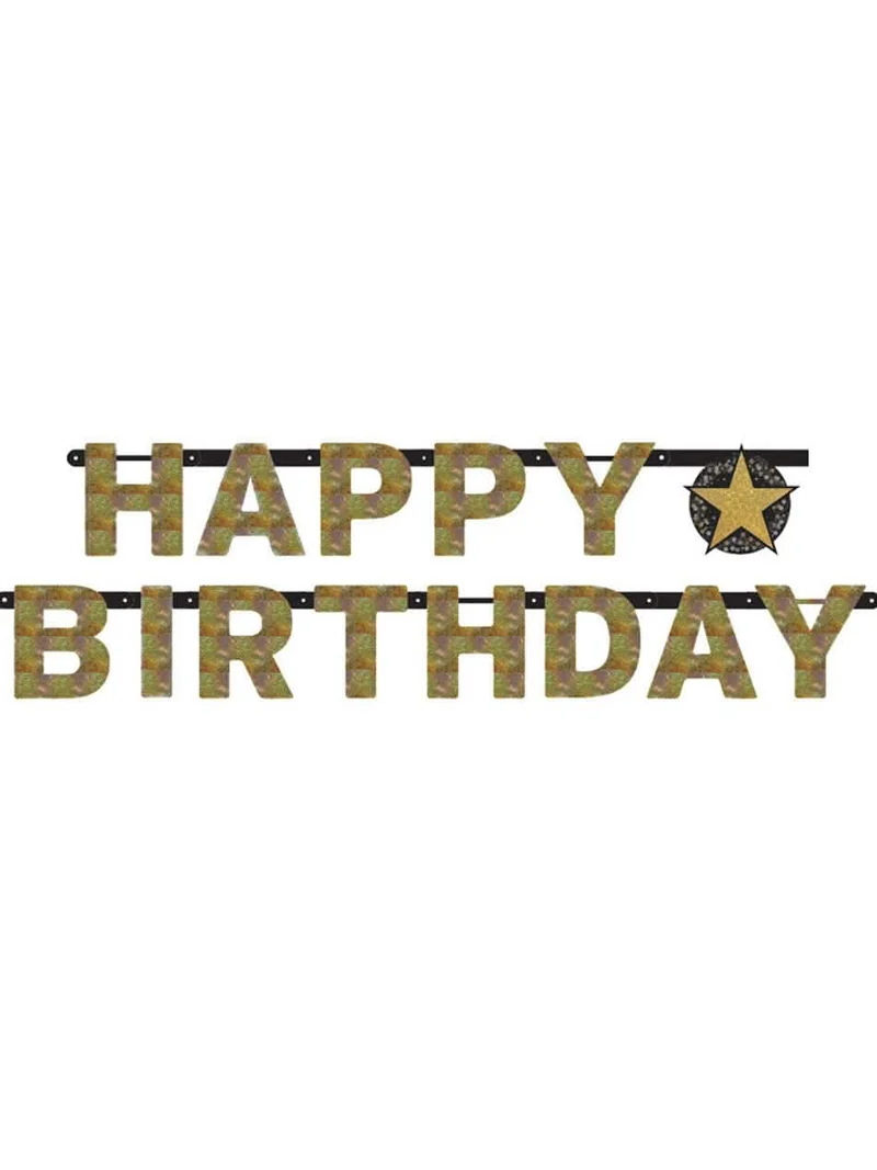 Girlande Buchstaben Happy Birthday Funkelnde Feier 2,13 m aus goldenem Karton