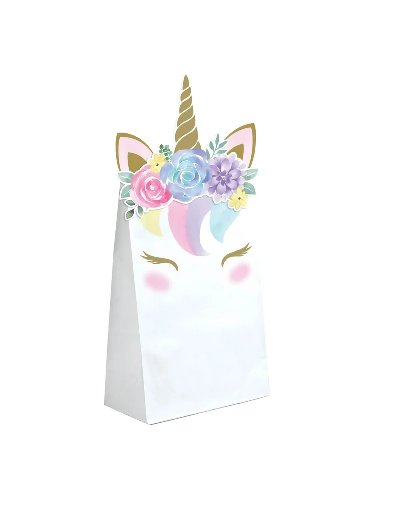 Bezaubernde Einhorn-Geschenktüten 8 Stück weiss 11,4 x 20cm