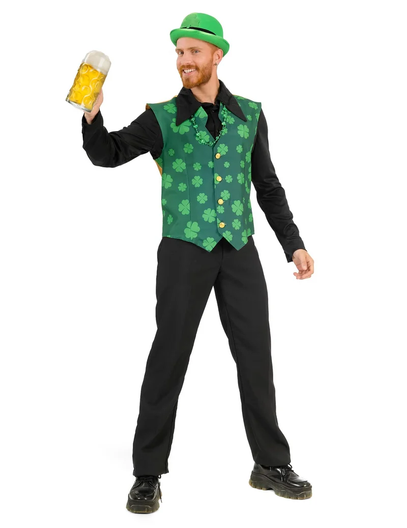 St. Patrick's Day Weste mit Kleeblättern für Herren