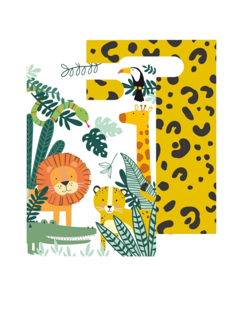 8 Get Wild Safari Geschenktüten 23 x 16 cm Dschungel-Thema