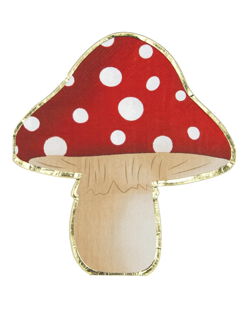 16 rote und weiße Pilz-Papierservietten 29 x 32 cm