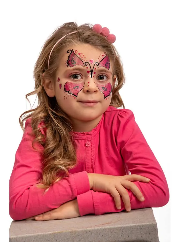 Selbstklebende Schmetterlings-Tattoos für Mädchen rosa-schwarz