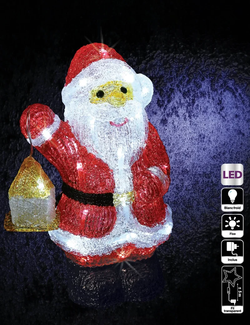 Leuchtende Weihnachtsmann-Dekoration 30 cm mit LED, Netzbetrieben