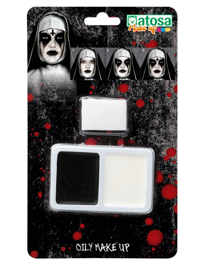 Schmink-Set Nonne Halloween-Make-up 2-teilig schwarz-weiß