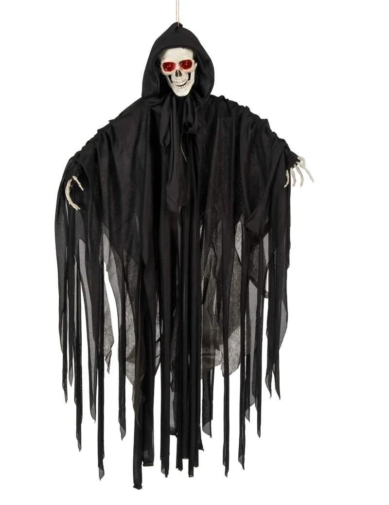Animiertes Skelett Halloween-Deko schwarz-weiß 90 cm