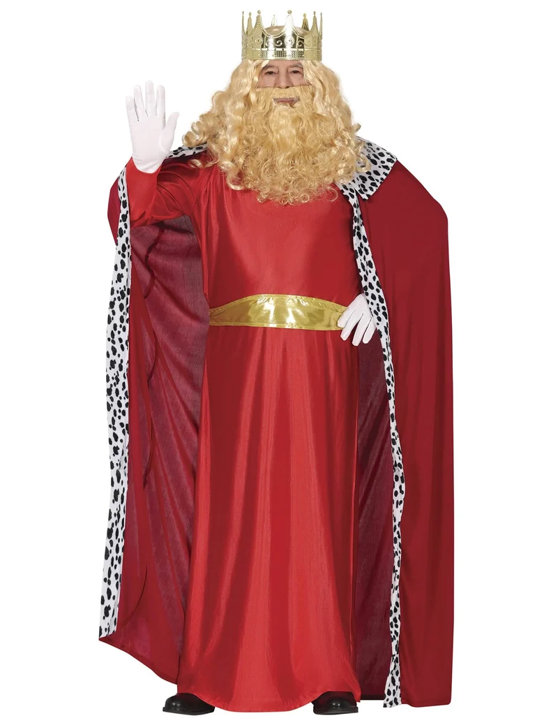 Melchior-Kostüm für Erwachsene Weihnachten Heilige Drei Könige rot-weiß