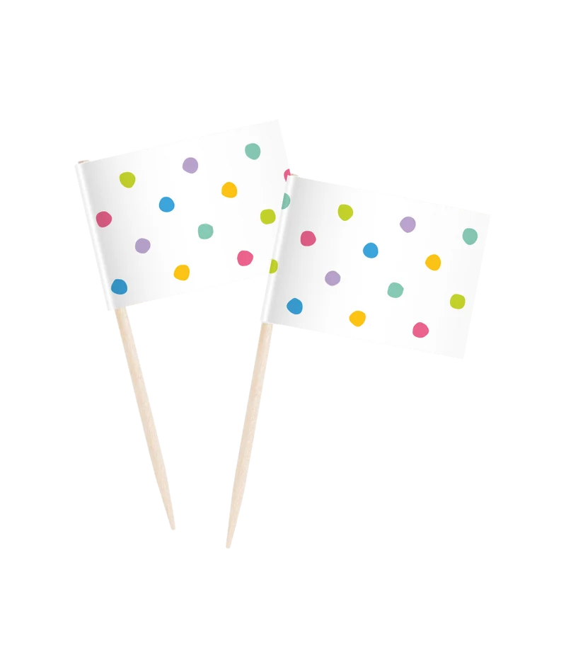 Bunte Cocktail Picks Dots 50Stk