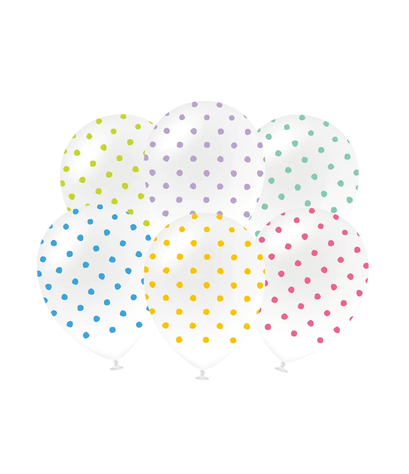 Farbige Luftballons mit Punkten, 30 cm, 6 Stück