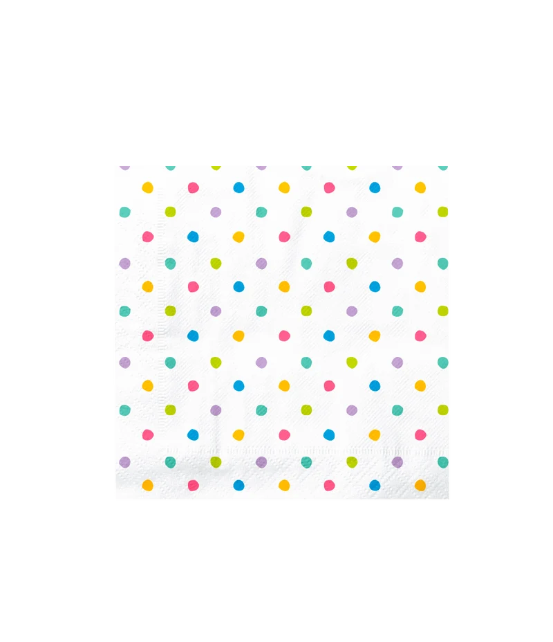 Party-Servietten Weiß Gold Dots 33cm 12 Stk