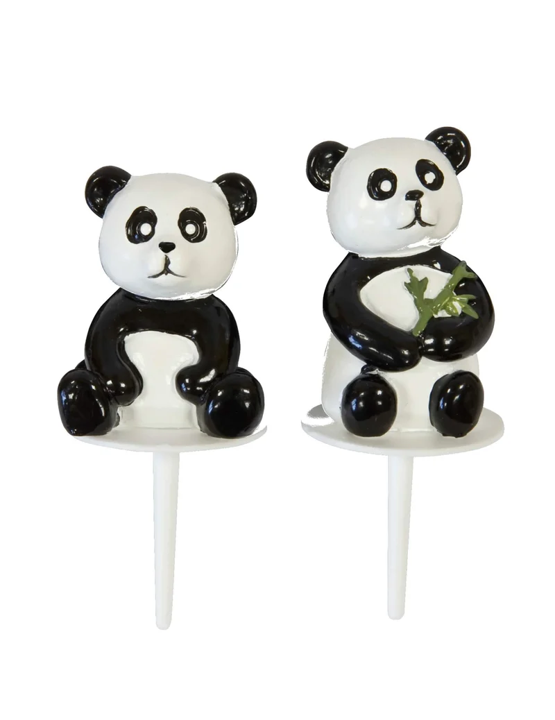 2 Panda Harzfiguren 7 cm für Kuchen