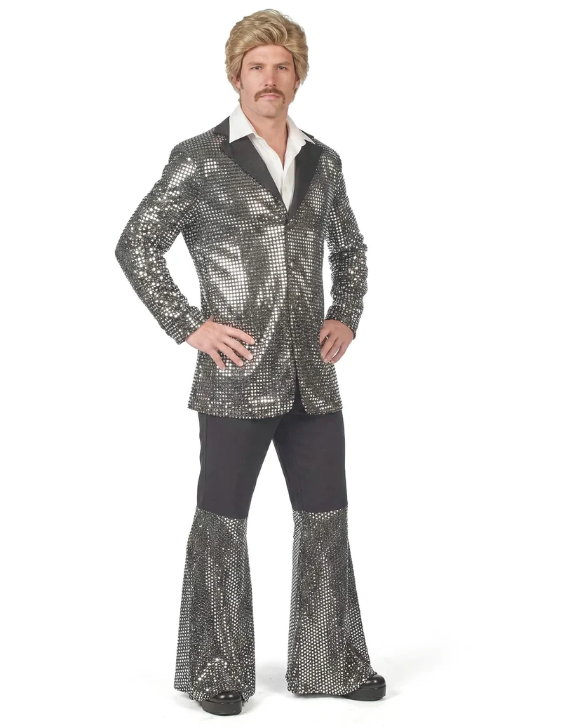 Hochwertiges Disco-Kostüm für Herren in Silber