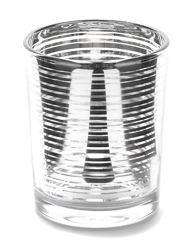Teelichthalter aus Glas mit Silberstreifen 7 x 5,5 cm für Kerzen