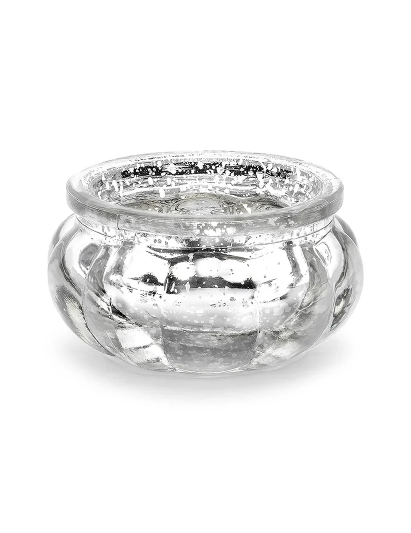 4 verspiegelte Teelichthalter aus Glas, silberfarben, 6 x 3 cm, für den Tisch