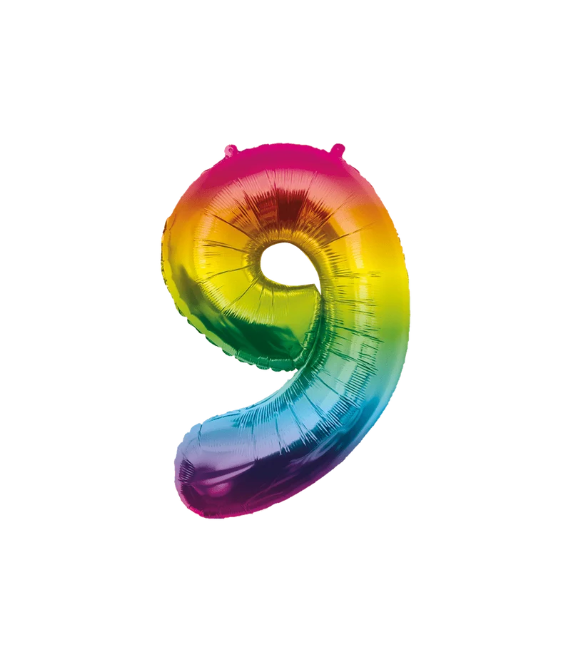 9 Jahre Helium Ballon Regenbogen Leer 86cm