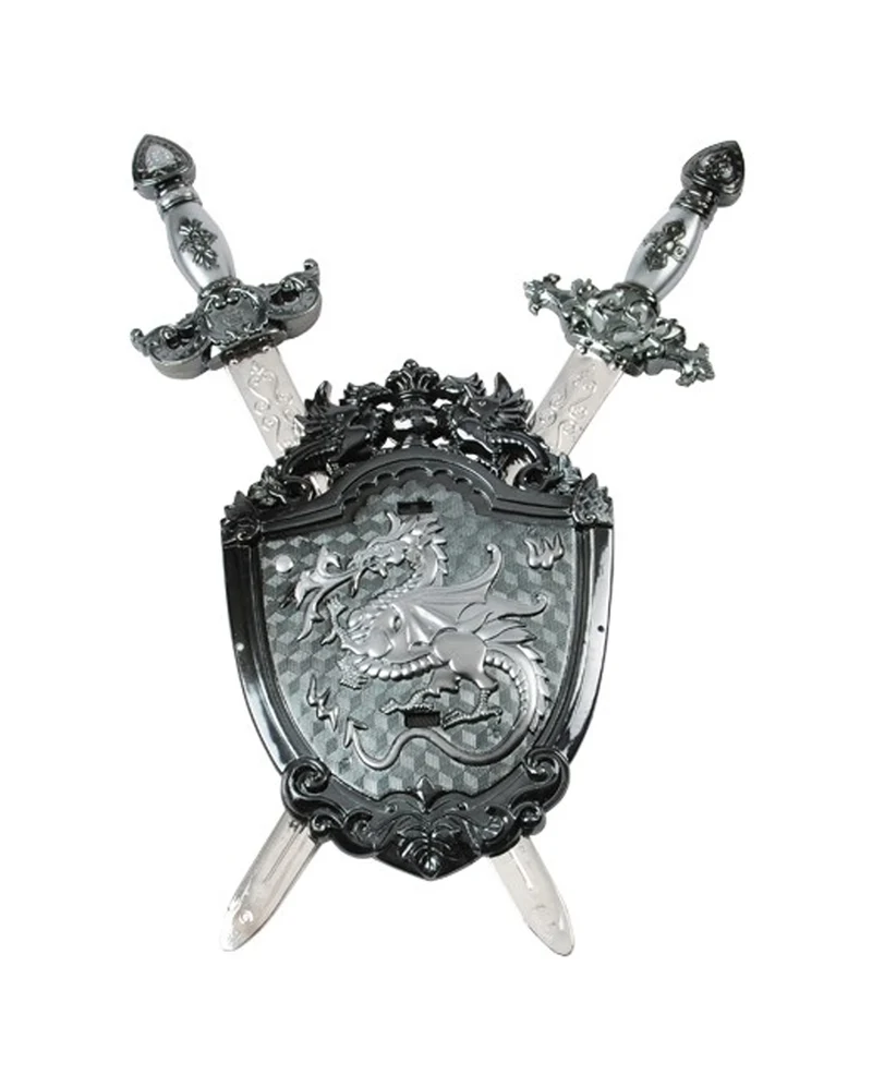 2 Schwerter mit Drachen Schild