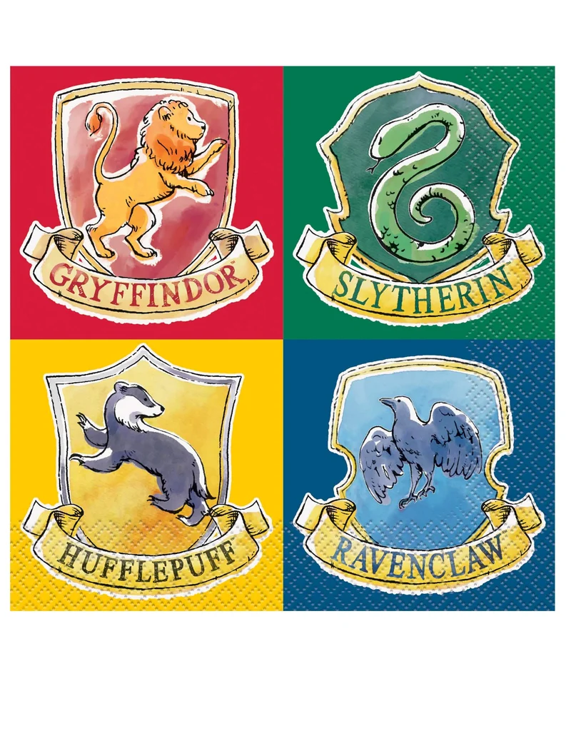 Harry Potter™-Servietten Lizenzartikel 16 Stück rot-grün-gelb-blau 33x33cm