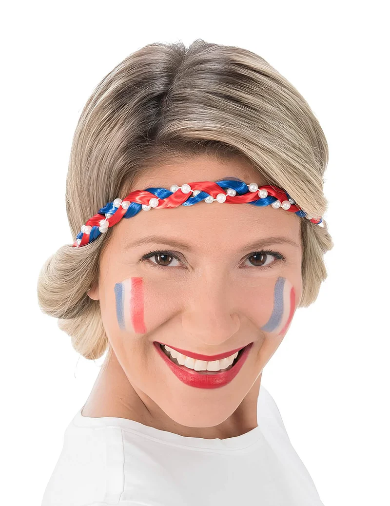 Zopf-Stirnband mit Perlen für Frankreich-Fans