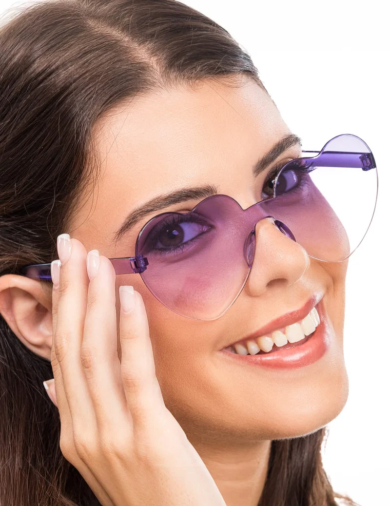 Herzbrille getönte Gläser lila für Erwachsene
