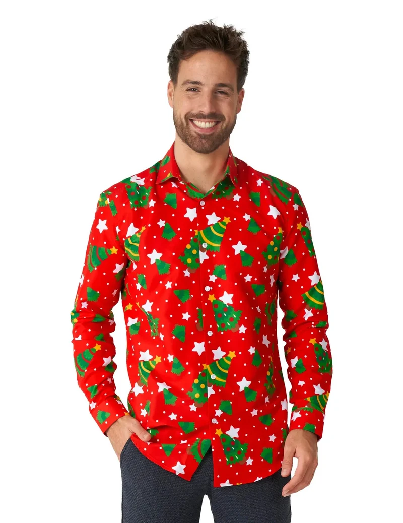 Rot gemustertes Weihnachtshemd Suitmeister™ Erwachsene