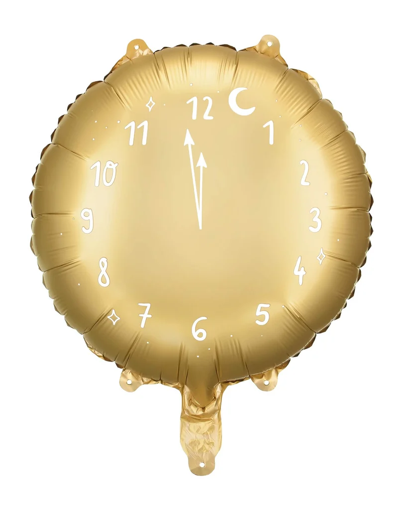 Goldene Aluminium-Ballon-Mitternachtsuhr 45 cm