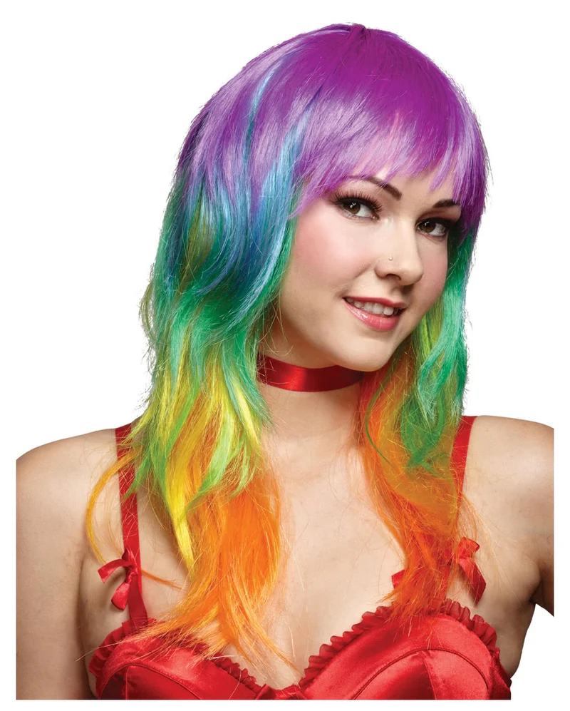 Rainbow Perücke gewellt