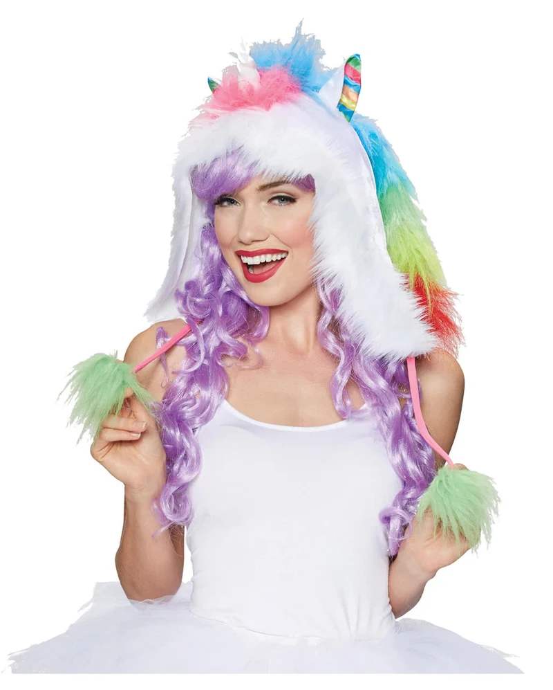 Einhorn Kapuze mit Pom Poms