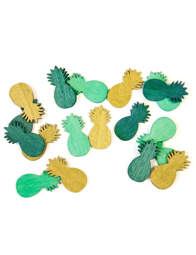 18 goldene und grüne Ananas-Tischkonfetti 10 g tropische Atmosphäre