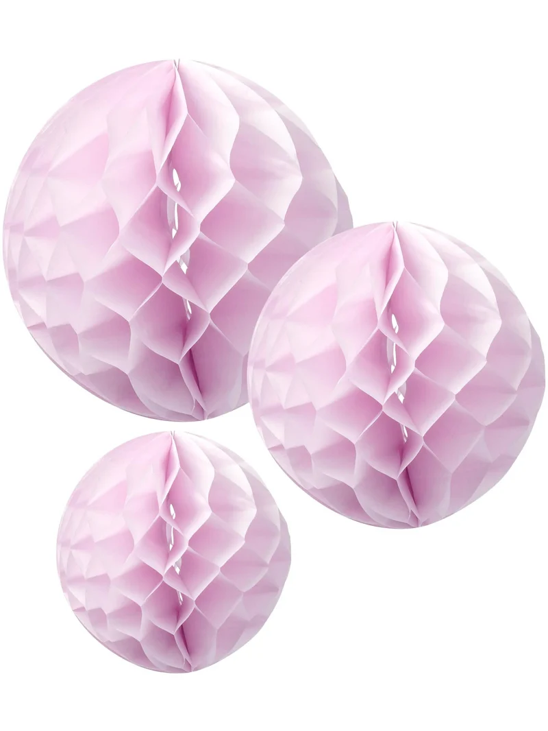 3 rosa Papierwabenbälle 15, 20 und 25 cm