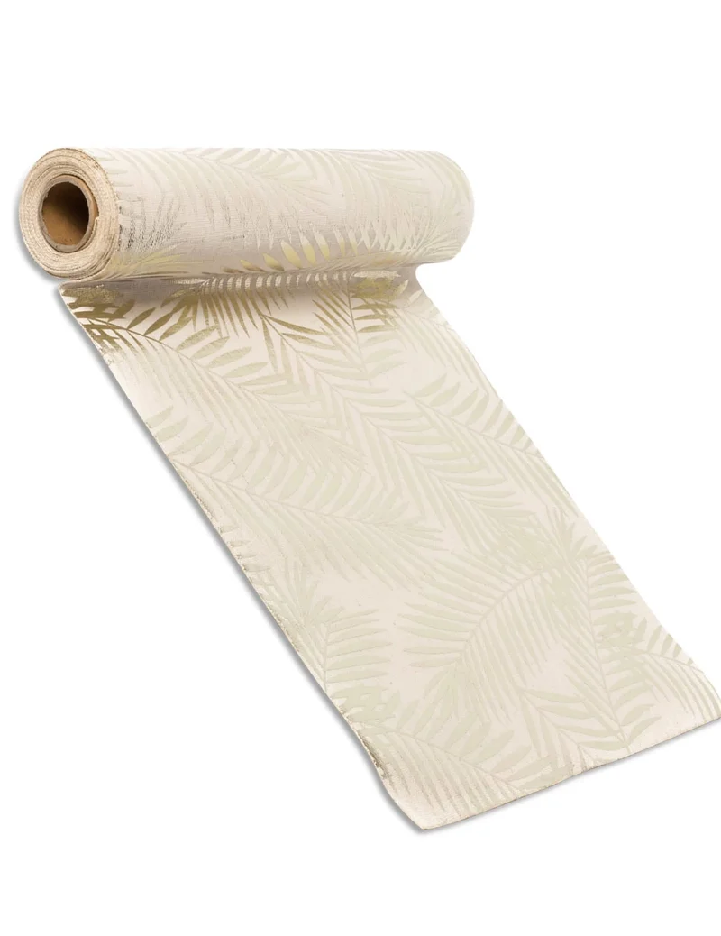 Goldener Palmblatt-Tischläufer aus Leinen 28 cm x 5 m schick und natürlich