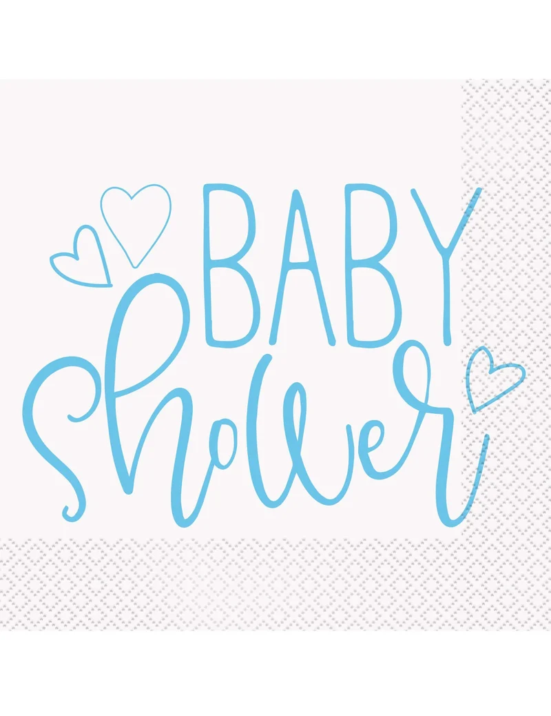 16 blaue und weiße Babyparty-Papierservietten 33 x 33 cm Einweg