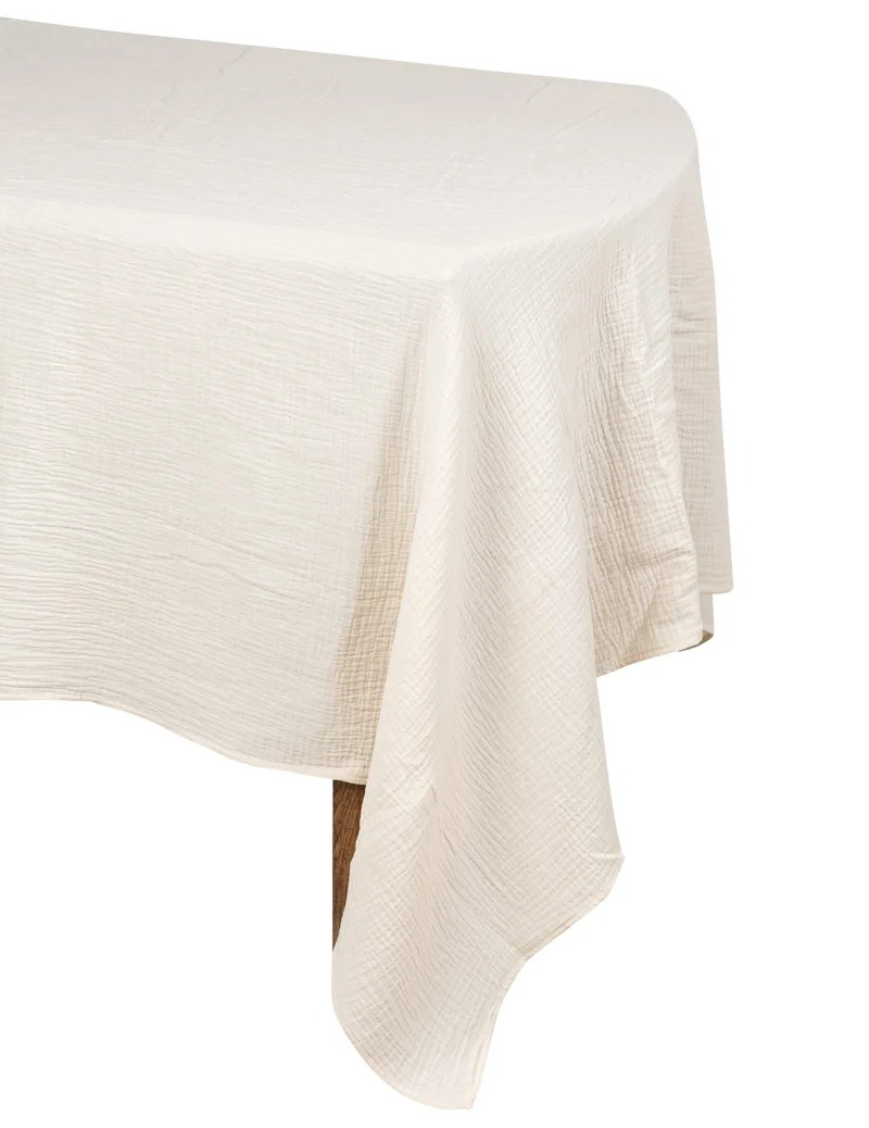 Creme Gaze Baumwoll Tischdecke 130 x 240 cm im Bohème-Stil