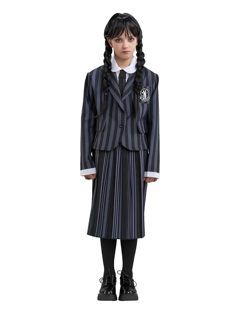 Kostüm Uniform Wednesday Addams™ für Kinder schwarz weiß