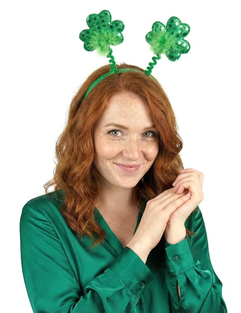 St. Patrick's Day Kleeblatt-Haarreif mit Pailletten für Erwachsene