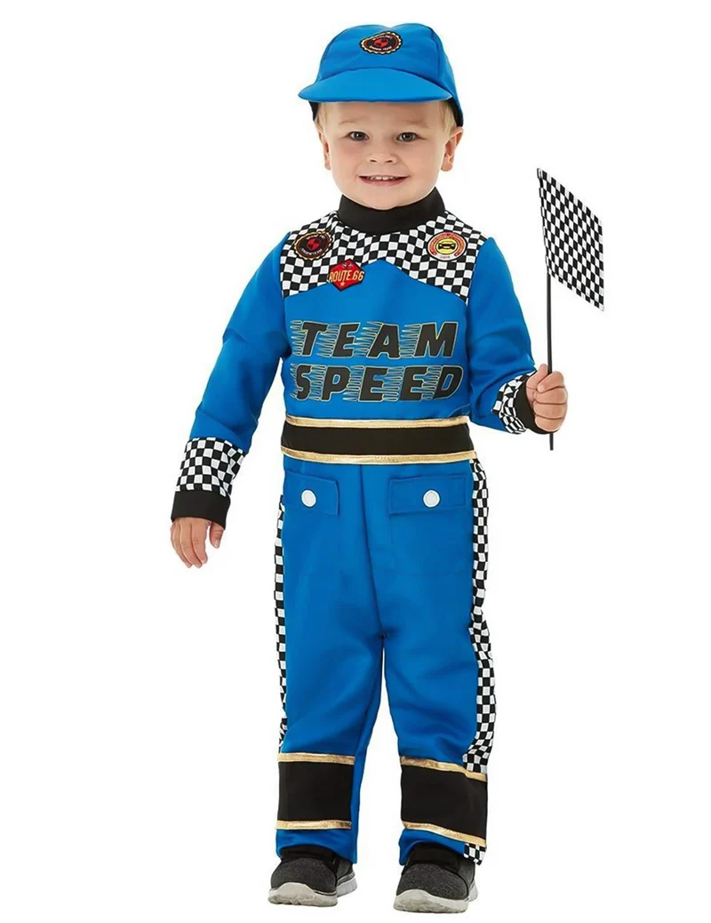 Rennfahrer-Kostüm für Kleinkinder blau