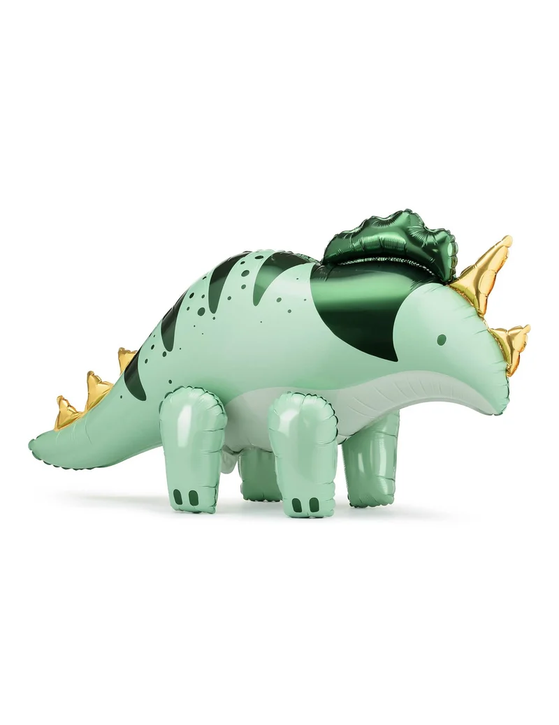 Aluminium Dinosaurier Triceratops Ballon 93 x 49 cm grün und goldfarben