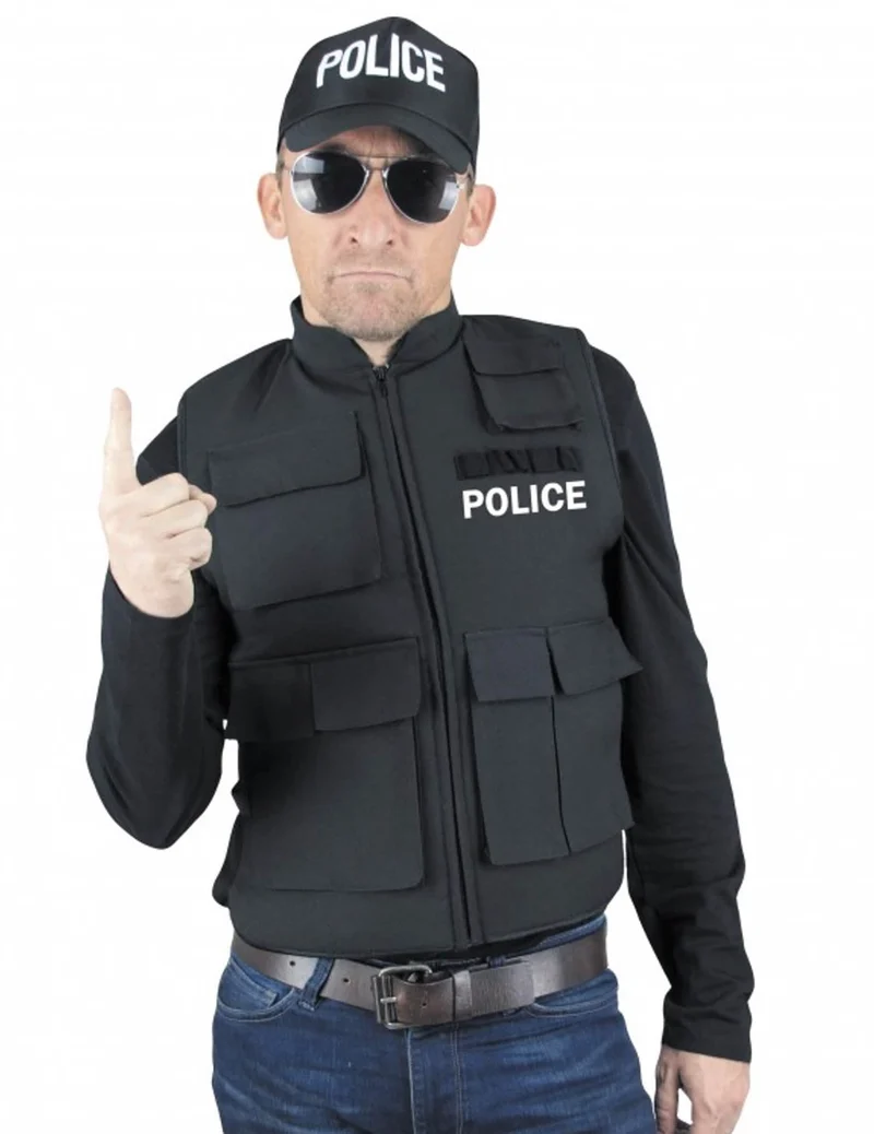Polizei Weste Kostümzubehör für Erwachsene schwarz-weiss