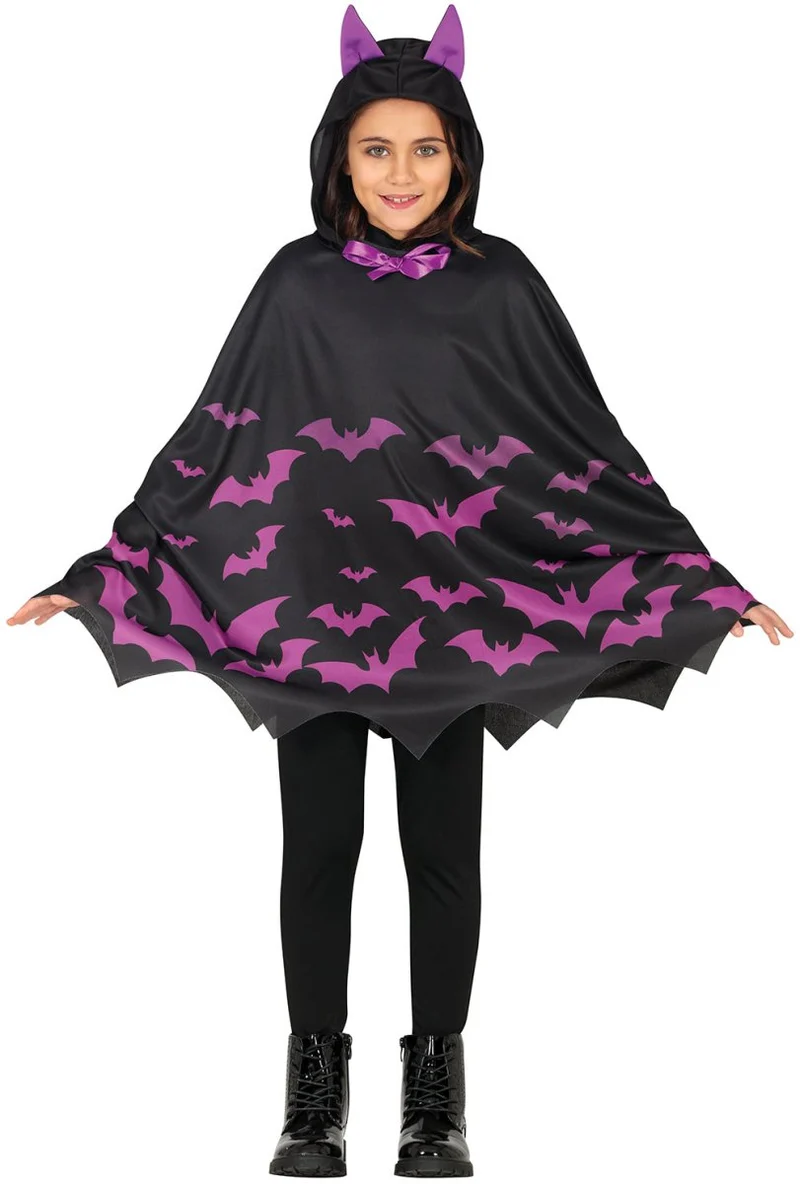 Halloween Poncho Mädchen Fledermäuse