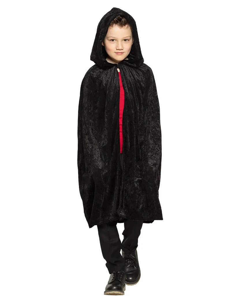 Schwarzer Samtumhang für Kinder - 115cm