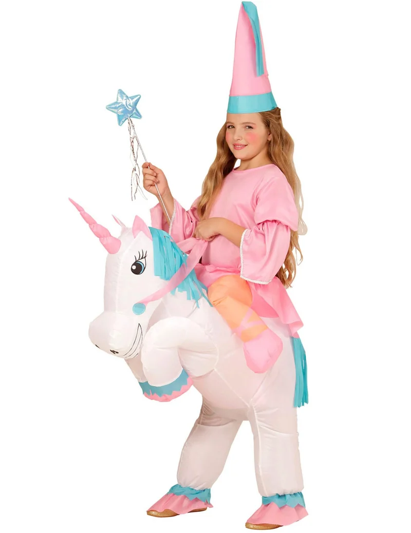 Aufblasbares Prinzessin und Einhorn Kostüm für Kinder