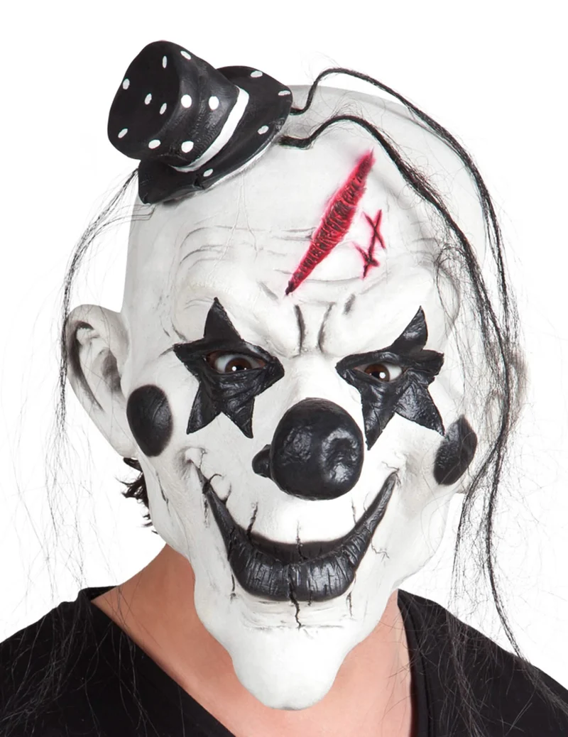 Psycho-Clownmaske Latexmaske Kostüm-Accessoire schwarz-weiss